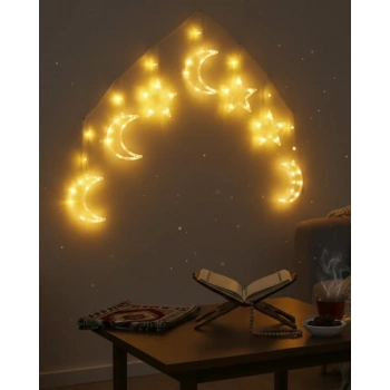 Nevamel® Ramazan Dekorasyon İçin Büyük Ay Yıldız Led Işık