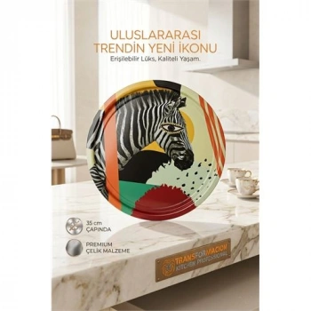 Nevamel® Rebel Sanatsal Tasarım Sunum Tepsisi - 35 cm Iconic Zebra Frida Keller Serisi 722987