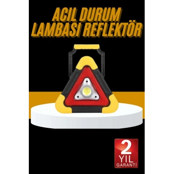 Nevamel® Reflektör Işıklı Ikaz Lambası Şarjlı Çok Fonksiyonlu Işıklı Üçgen Reflektör