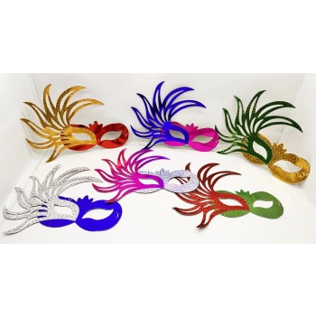 Nevamel Rengarenk Kağıt Parti Balo Maskesi 6 Adet