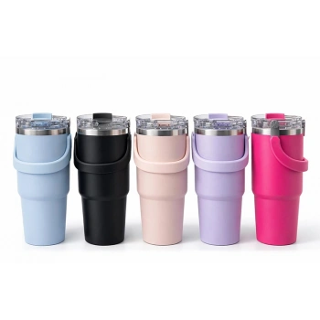 Nevamel® Renkli 900 ml Taşıma Kulplu Paslanmaz Çelik Termos Mug Bardak