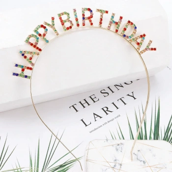 Nevamel Renkli Kristal Taşlı Lüks Happy Birthday Taçı