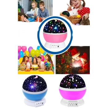 Nevamel Renkli Yıldızlı Gökyüzü Projeksiyon Gece Lambası Pilli ve USB Kablolu