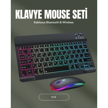 Nevamel® RGB Aydınlatmalı Şarjlı Kablosuz Klavye ve Mouse Seti – Modern ve Kompakt Tasarım