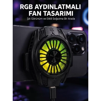 Nevamel® RGB Fan Aydınlatmalı Sessiz Çalışan Telefon Soğutucu