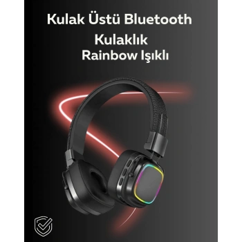 Nevamel RGB Işıklı Katlanabilir Bluetooth 5.3 Kulak Üstü Kulaklık