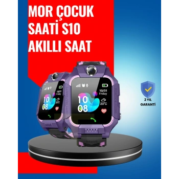 Nevamel® S10 Mor Akıllı Çocuk Saati Geçmiş Konum ve Acil Durum Uyarılı