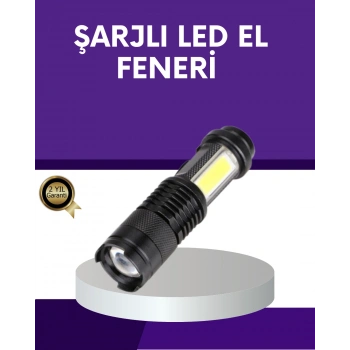Nevamel Şarjlı Mini LED El Feneri 2000 Lümen Su Geçirmez