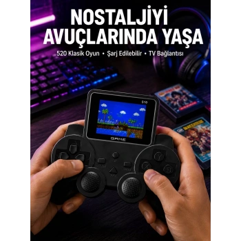 Nevamel® Şarjlı Retro Gamepad Oyun Konsolu 520 Oyunlu TV Çıkışlı El Konsolu