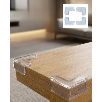 Nevamel® Şeffaf Masa Kenar Koruyucu 4 Lü Set Mobilya Köşe Koruma Aparatı