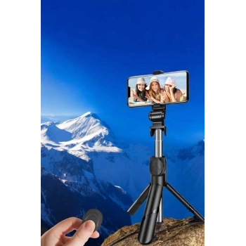 Nevamel Selfie Çubuğu Tripod Kumandalı Telefon Tutucu Siyah