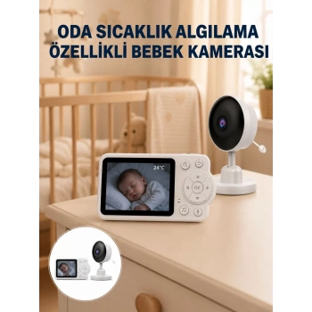 Nevamel® Sıcaklık Sensörlü Güvenli Bebek Kamerası İki Yönlü Ses Yeni Nesil