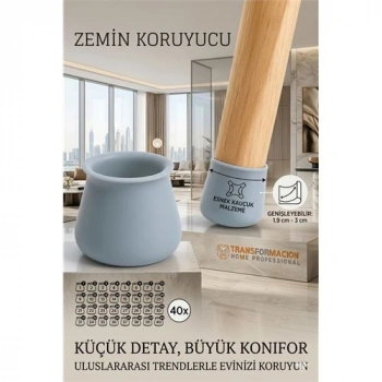 Nevamel® Silikonlu Sandalye Ayak Koruyucu – Sessiz ve Çiziksiz Kullanım 40’lı Set GRİ 723002
