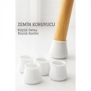 Nevamel® Silikonlu Sandalye Ayak Koruyucu – Sessiz ve Çiziksiz Kullanım 4’lü Set BEYAZ