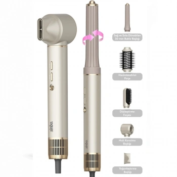Nevamel® Sinbo Air Brush Saç Şekillendirme Cihazı - 5 Başlıklı - Rose Gold Renk