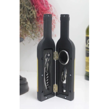 Nevamel Şişe Tirbuşon Seti Küçük Boy Siyah Renk