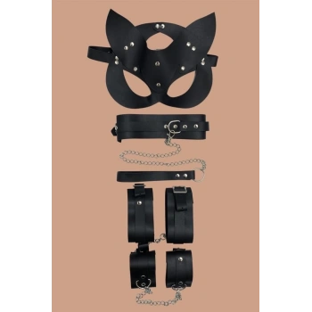 Nevamel® Siyah 4Lü Maske ,Tasma,Kelepce Harness Set