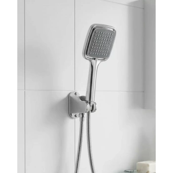 Nevamel® Siyah Duş Seti El Duşu Başlığı Spiral Hortum ve Duvar Askısı Banyo Duş Seti