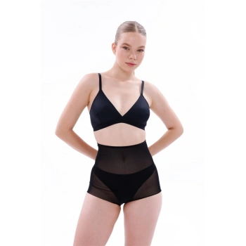 Nevamel® Siyah Mi Emay 2706 Lazer Tül Toparlayıcı Slip Hayalet Külot Korse (Kod:2706)