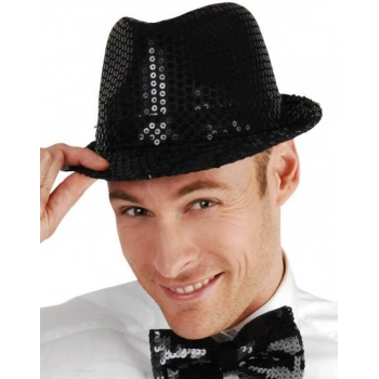 Nevamel Siyah Payetli Fötr Şapka Yetişkin Boy
