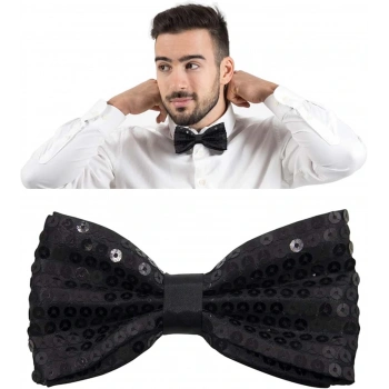 Nevamel Siyah Payetli Pullu Papyon