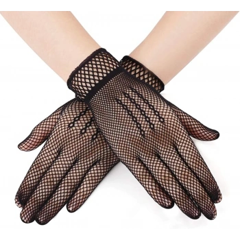 Nevamel Siyah Renk Likralı File Eldiven Parmaklı Örgü Eldiven Yetişkin Boy