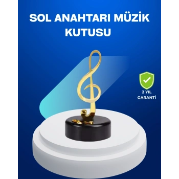 Nevamel® Sol Anahtarı Figürlü Dönen Müzik Kutusu Altın Renk Dekoratif