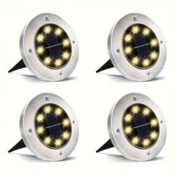 Nevamel Solar Güneş Enerjili 8 ledli Kazıklı Çim Zemin Bahçe Aydınlatması 4 Lü Set