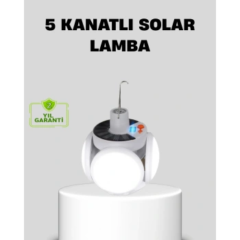 Nevamel Solar Güneş Enerjili ve USB Şarjlı 5 Kanatlı LED Kamp Lambası