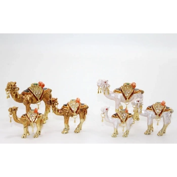 Nevamel Swarovski Taşlı 3lü Deve Figürü Model 3