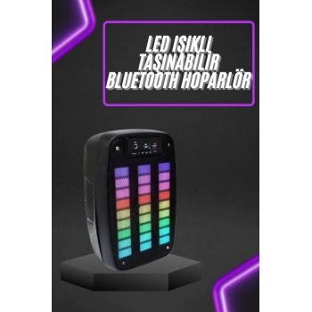 Nevamel® Taşınabilir 6.5 inç LED Bluetooth Kareoke Hoparlör RGB Işıklı Radyolu