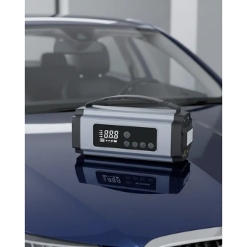 Nevamel® Taşınabilir Akü Takviye Cihazı Dijital Hava Kompresörü Powerbank ve LED Fener Bir Arada