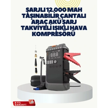 Nevamel® Taşınabilir Akü Takviye Cihazı Işıklı Hava Kompresörü Powerbank