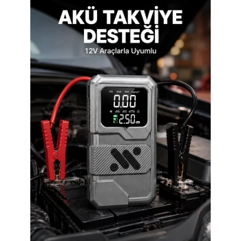 Nevamel® Taşınabilir Araç Akü Takviye ve Hava Kompresörü Powerbank Özellikli