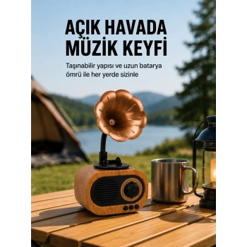 Nevamel® Taşınabilir Mini Retro Radyo Bluetooth Hoparlör USB SD AUX Destekli Yeni Nesil