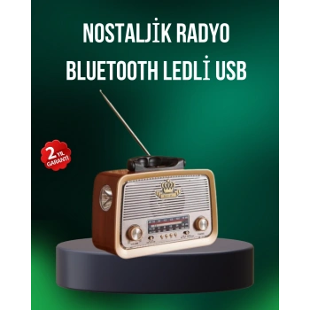 Nevamel® Taşınabilir Nostalji Radyo Bluetooth USB AUX Girişli