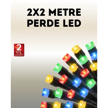 Nevamel Taşınabilir Pil İle Çalışan LED Işık – 2x2 Metre Perde Modeli