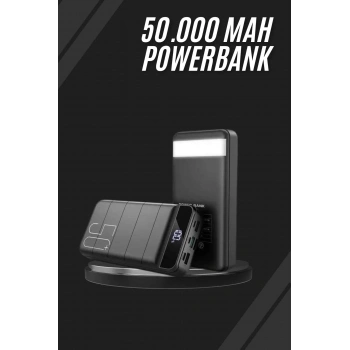 Nevamel Taşınabilir Powerbank 50.000 mAh 4 Girişli Hızlı Şarj Led Göstergeli Fenerli Şarj