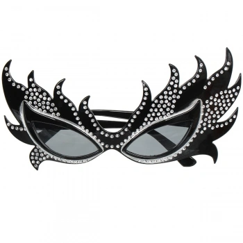 Nevamel® Taşlı Siyah Alev Parti Gözlüğü