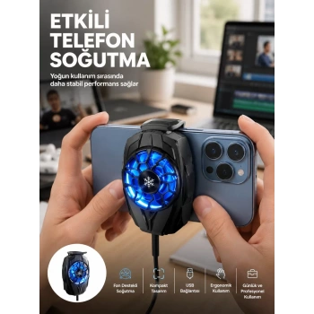 Nevamel® Telefon Soğutucu Fan Güçlü Motor Radyatör Cep Telefon Soğutma