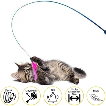 Nevamel Teleskopik Zilli Ve Tüylü Kedi Oyuncağı