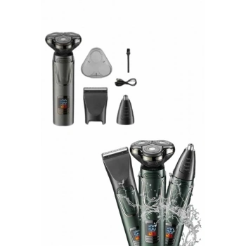 Nevamel Tıraş Makinesi Profesyonel 3in1 Dijital Göstergeli 3 Başlıklı Erkek Bakım