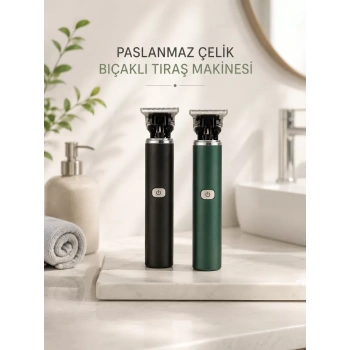 Nevamel® Tıraş Makinesi Profesyonel Paslanmaz Çelik T-bıçak Saç Sakal Ense Vücut