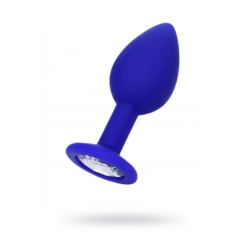 Nevamel® Todo Brilliant Anal Kılıf, Silikon, Mavi, Beyaz Kristalli 7 Cm, Ø 2,8 Cm, 26 G