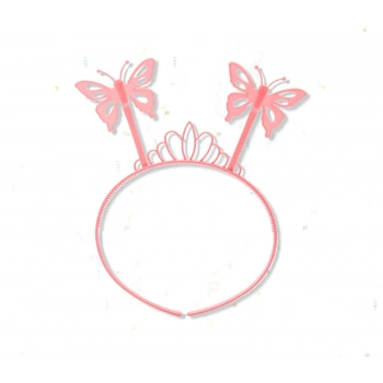 Nevamel Toz Pembe Kelebek Kanadı Tacı ve Sopası