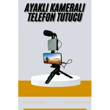 Nevamel Tripod Telefon Tutucu Kumandalı Mikrofon Led Işık Vlog Video Kayıt