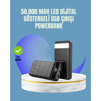 Nevamel Tüm Cihazlarla Uyumlu 50.000 mAh Powerbank – Yüksek Kapasiteli LED Gösterge ve Akıllı Koruma Fonksiyonlu