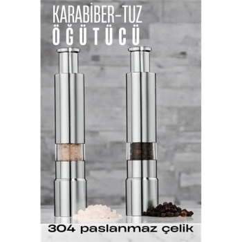 Nevamel® Turk 2li Karabiber Tuz Öğütücü Profesyonel 304 Paslanmaz Çelik Manuel Baharat Değirmeni