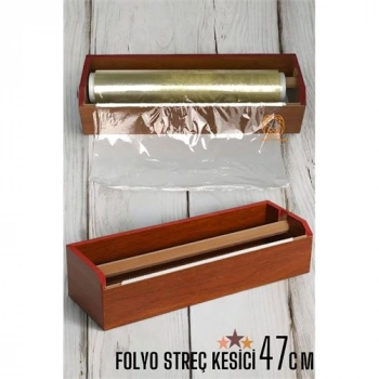 Nevamel® Turk 47 Cm Ahşap Streçlik Folyo Ve Streç Film Kesici