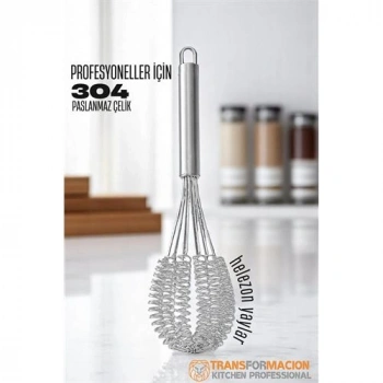Nevamel® Turk Helezon Yaylı Çırpıcı 304 Paslanmaz Çelik Makarna Çırpıcı Çırpma Teli